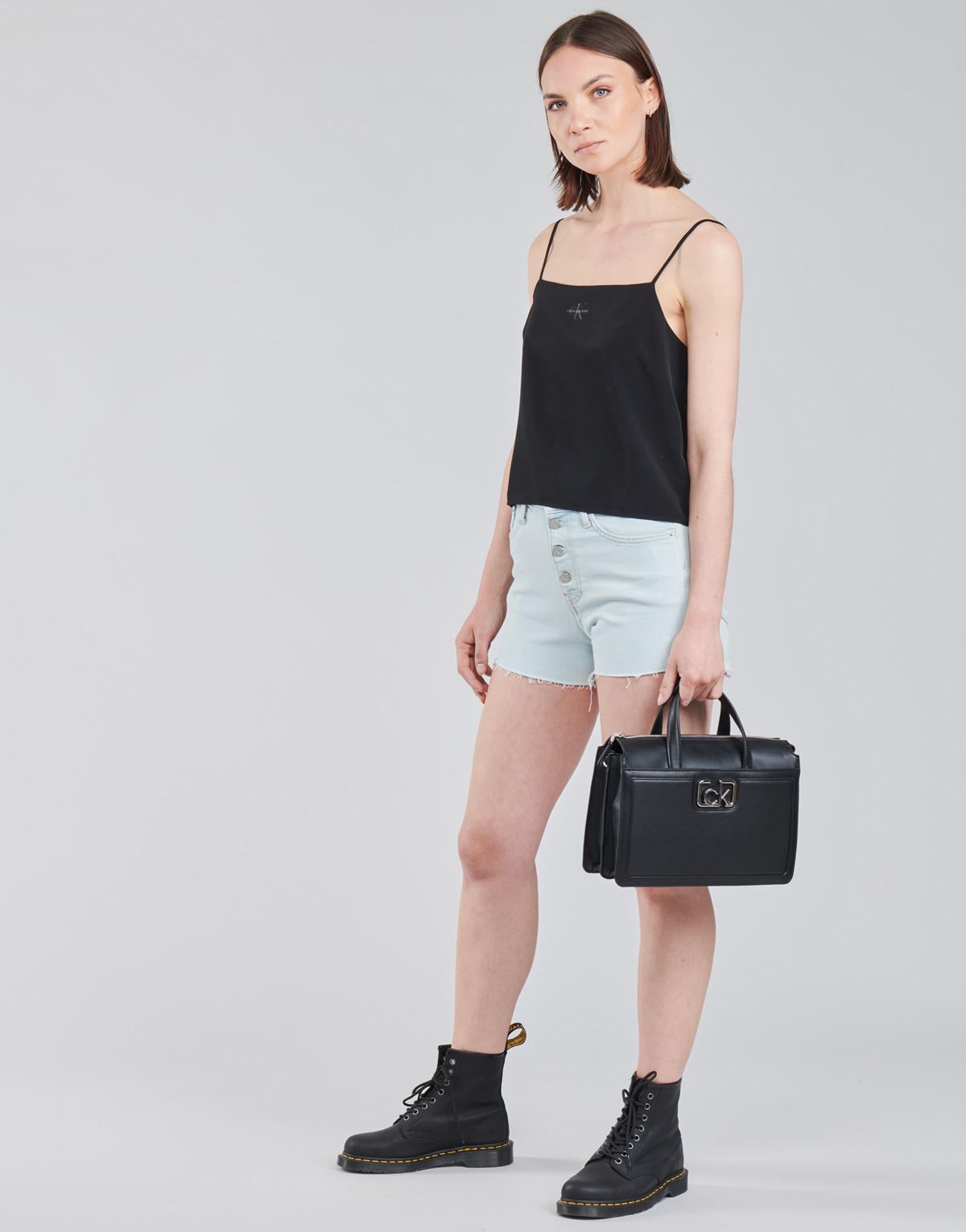 Calvin Klein Jeans Bleu Clair HIGH RISE SHORT tFmCF2Sv