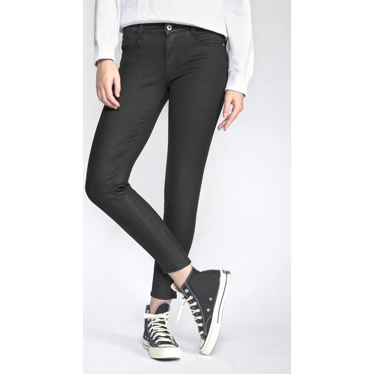 Le Temps des Cerises Noir Pulp slim taille haute 7/8ème jeans enduit noir n°0 VS4DkOOO
