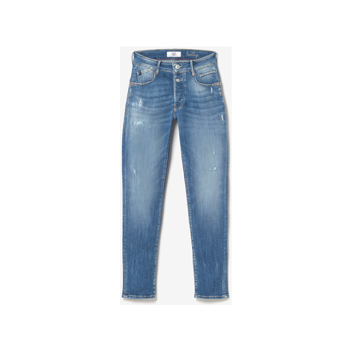 Le Temps des Cerises Bleu Anil pulp slim taille haute 7/8ème jeans destroy bleu st0609ih