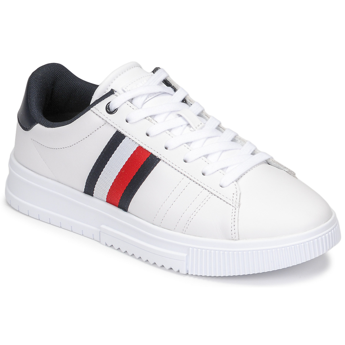 Tommy Hilfiger Blanc / Marine / Rouge SUPERCUP LEATHER 