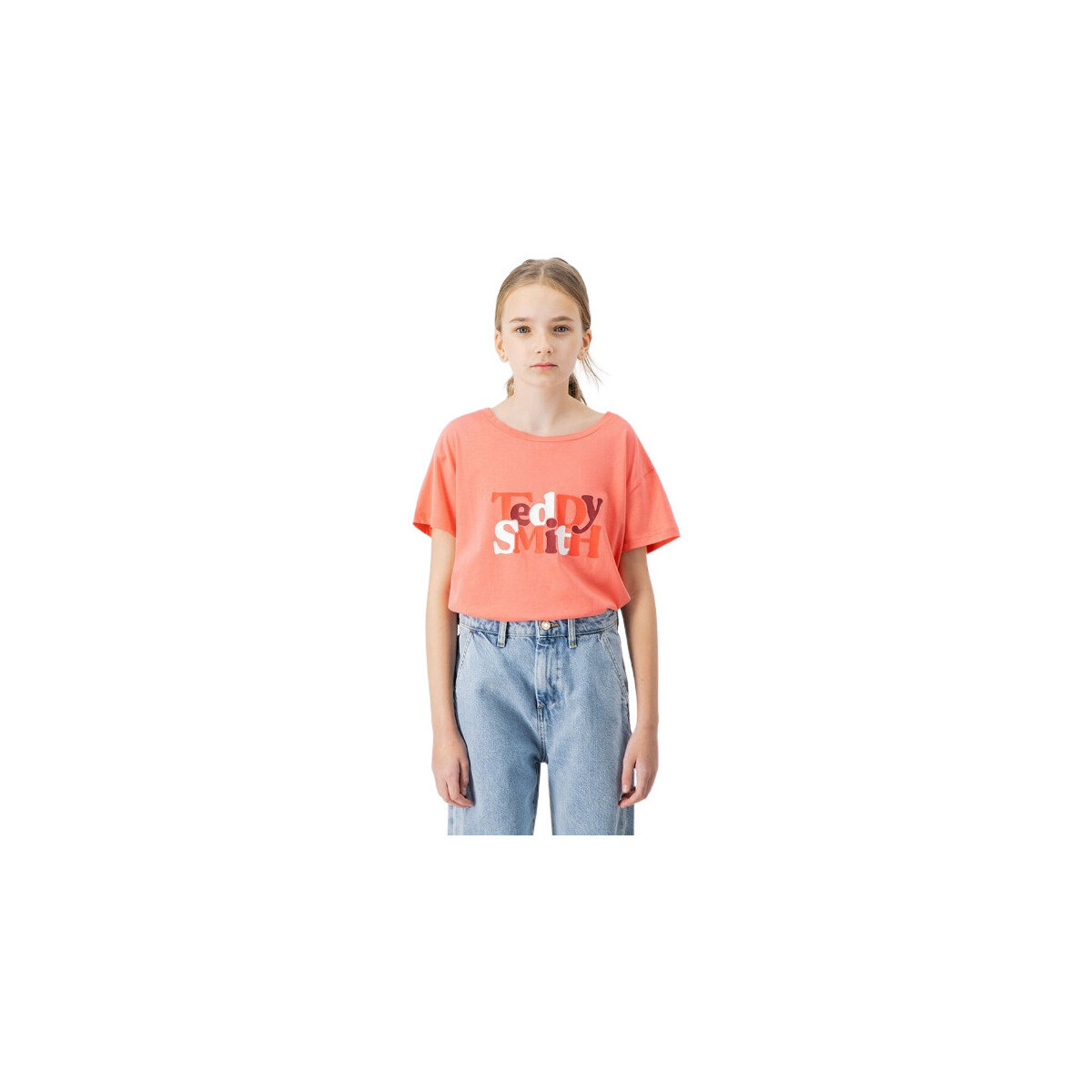 Teddy Smith Multicolore TEE-SHIRT T-YOUPY JUNIOR - PINK