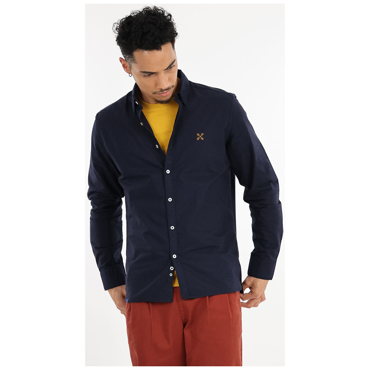 Oxbow Bleu Chemise manches longues Oxford P2CART ZthEhugT