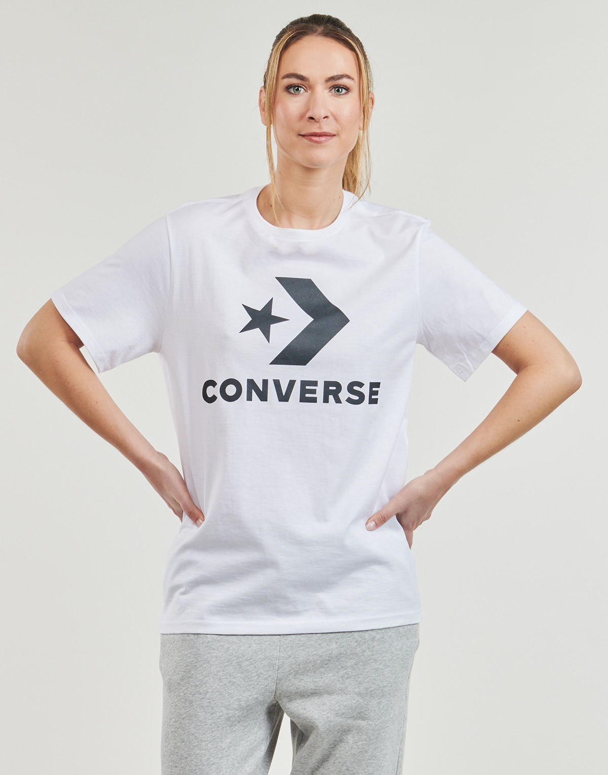 Converse Blanc STAR CHEVRON TEE WHITE QLzdiscc